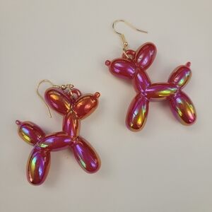 Red/Pinkish Balloon Dog Earrings